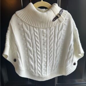 Janie and Jack Cream Cable Knit Poncho with Buckle